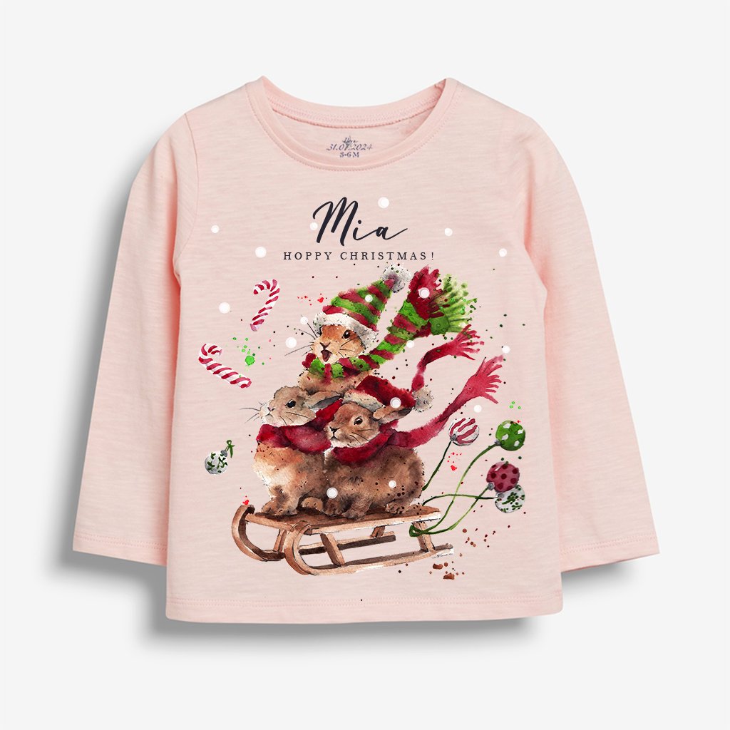 Sleigh Bunnies Christmas Newborn Tee