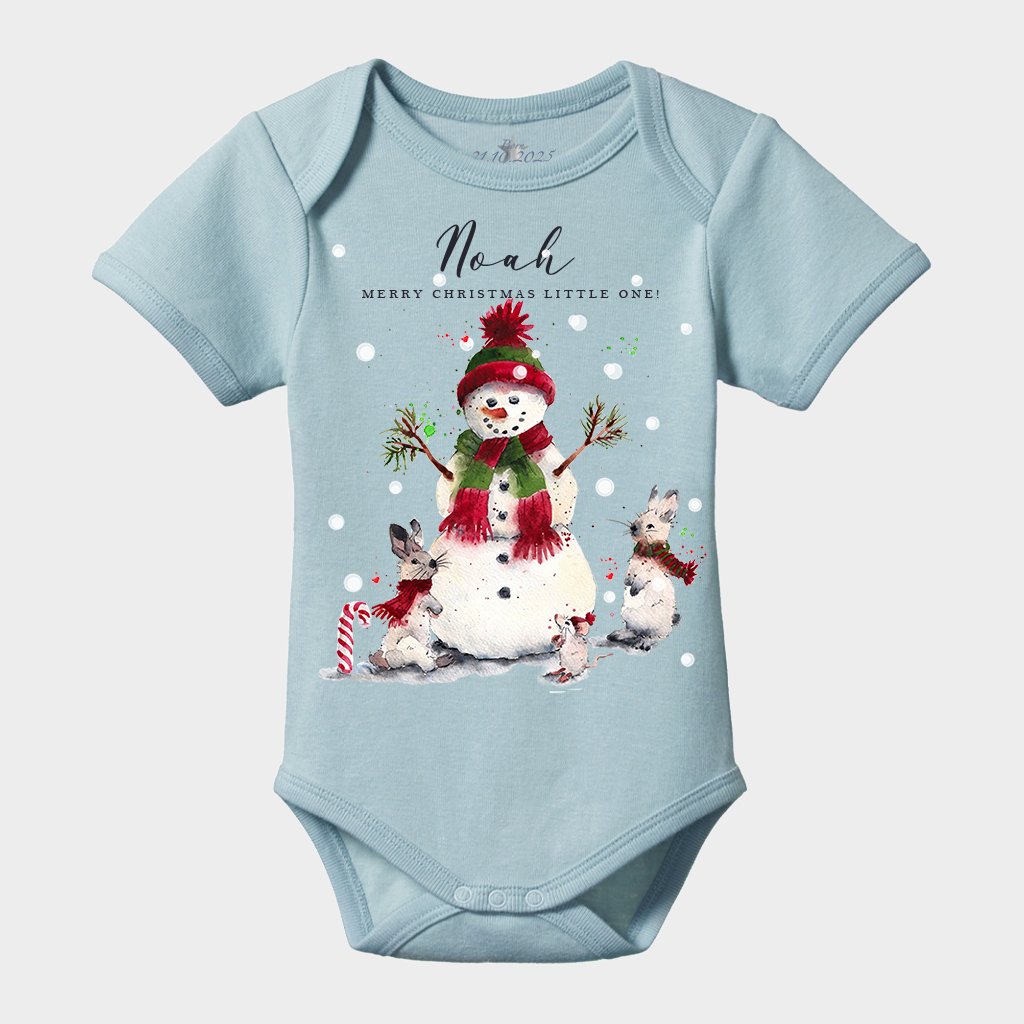 Snowman and Snow Bunnies Christmas Bodysuit