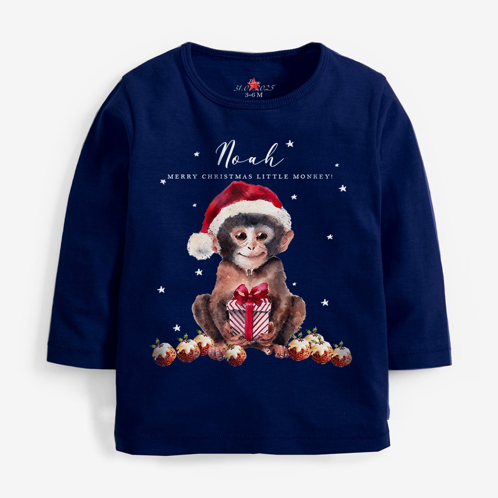 Christmas Monkey Newborn Tee - Image 3
