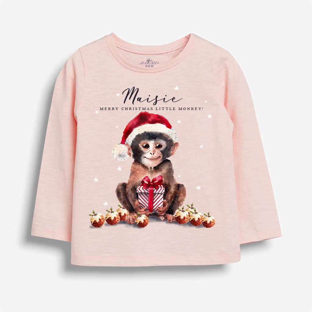 Christmas Monkey Newborn Tee - Image 2
