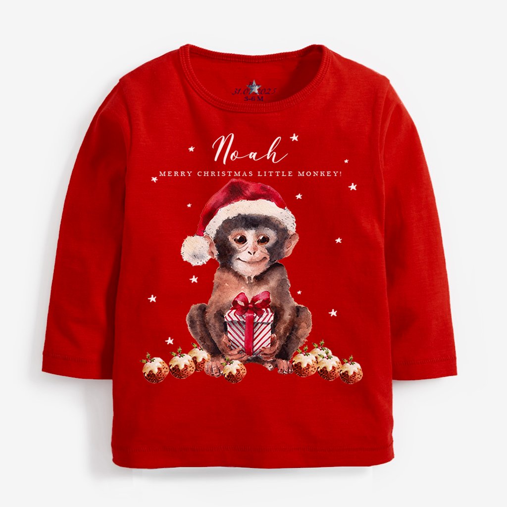 Christmas Monkey Newborn Tee - Image 4