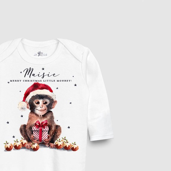 Christmas Monkey Sleepsuit - Image 2